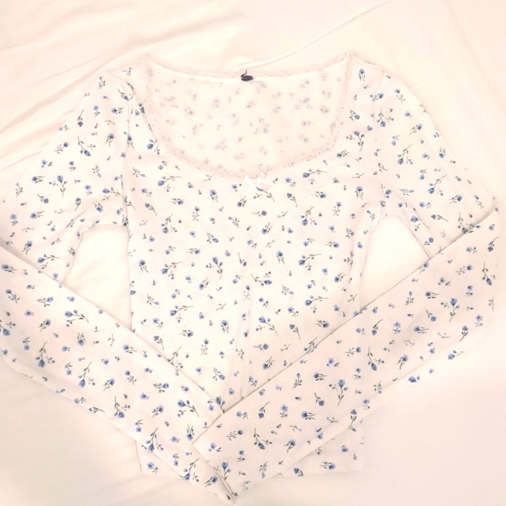 H&M floral full length long sleeve top